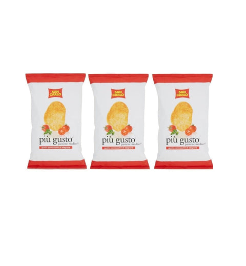 San Carlo Chips 3x MHD 02/11/2025 San Carlo Più Gusto Pomodorini di Stagione Patatine, Tomatengeschmack Kartoffelchips Chips, 50g Beutel 8003130129520