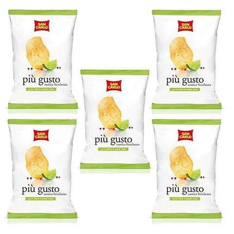 SAN CARLO Chips 5x San Carlo più gusto Limette & rosa Pfeffer Chips Kartoffelchips gesalzen 50g 8003130129520