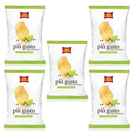 San Carlo più gusto Limette & rosa Pfeffer Chips Kartoffelchips gesalzen 5x 50g Original italienisch