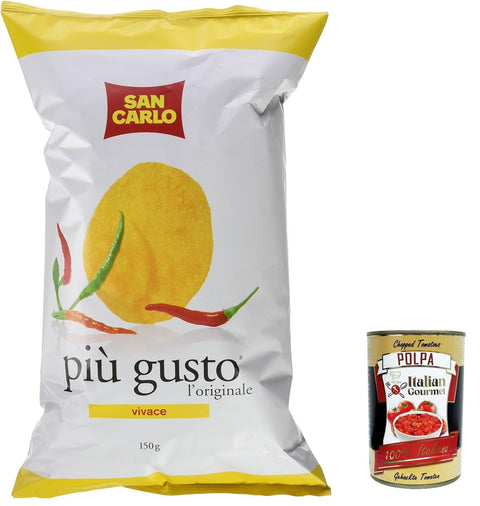 San Carlo più gusto Vivace Chips Patatine Kartoffelchips gesalzen 150g chips 5x Original italienisch inkl. Italian Gourmet Polpa 400g