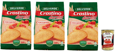 San Carlo Delverde Crostino Dorato Croccante knuspriger goldener Crouton 3x300 g italienisch Original Snack + gratis polpa 400 g