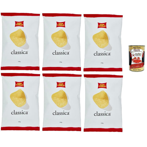 San Carlo Chips San Carlo Classica Chips Patatine Kartoffelchips gesalzen 6x 190g Kartoffel chips Original italienisch inkl. Italian Gourmet Polpa 400g 8003130131974