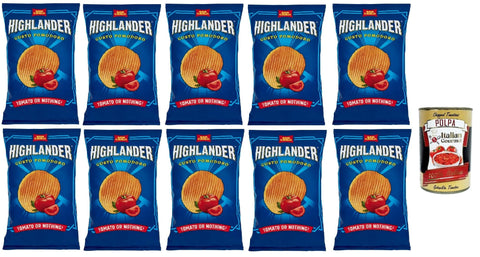 San Carlo Chips San Carlo Highlander Tomato or nothing Patatine Kartoffelchips Tomaten Chips 10x 50g + Italian Gourmet polpa 400g 8003130129599