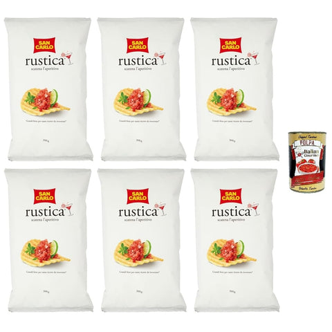 San Carlo Chips San Carlo Patatine Rustica,Kartoffelchips Chips, 300g Beutel 6x Original italienisch inkl. Italian Gourmet Polpa 400g