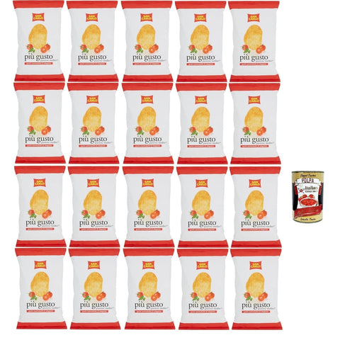 San Carlo Chips San Carlo Più Gusto Pomodorini di Stagione Patatine, Tomatengeschmack Kartoffelchips Chips, 20x 50g Beutel Original italienisch inkl. Italian Gourmet Polpa 400g 8003130129520