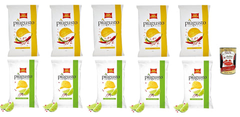 Testpaket San Carlo Più Gusto Patatine, Limette und Rosa Pfeffer + Vivace Paprika - Kartoffelchips Chips, 10x150 g Beutel italienisch Original + gratis polpa