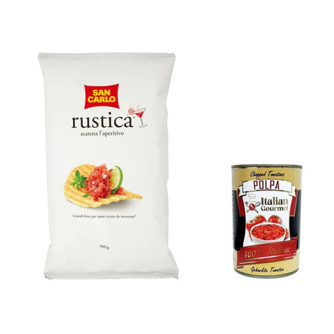 San Carlo Kekse, Zwieback & Chips San Carlo Rustica Chips Patatine Kartoffelchips gesalzen 300g Kartoffel chips 3x Original italienisch inkl. Italian Gourmet Polpa 400g 8003130140921