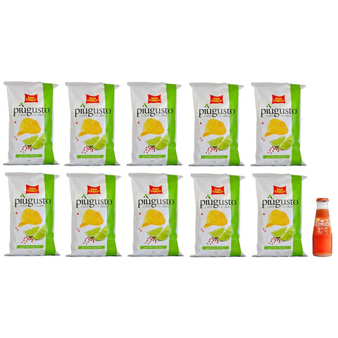 San Pellegrino 10er Pack San Carlo Più Gusto Lime e Pepe Rosa Patatine Limette und Rosa Pfeffer Kartoffelchips 150g + 10cl italienisch Original