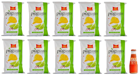 San Pellegrino 10er Pack San Carlo Più Gusto Lime e Pepe Rosa Patatine Limette und Rosa Pfeffer Kartoffelchips 150g + 10cl italienisch Original
