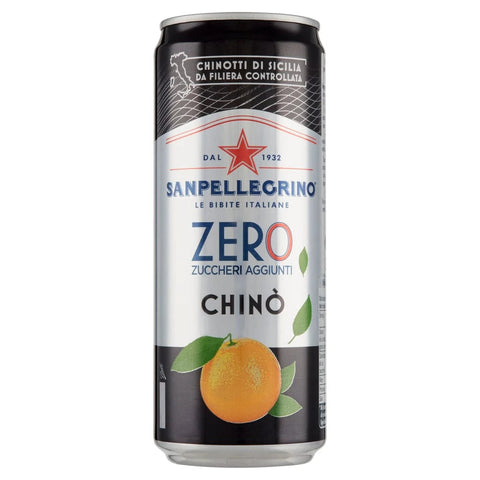 San Pellegrino Chinotto Zero dosen ohne Zucker Limonade orange with no added sugar 72x 33cl italienisch Original