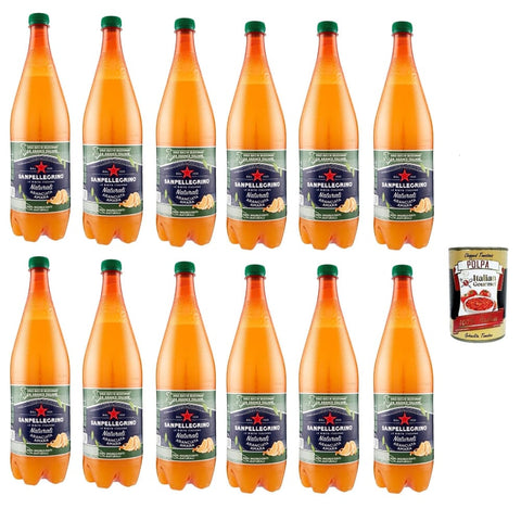 San Pellegrino Limonade San Pellegrino Aranciata Amara Limonade 'Bitteroange', Lemonade, italienisches Softdrinkgetränk, 12x 1200ml Original italienisch inkl. Italian Gourmet Polpa 400g 8002270866791