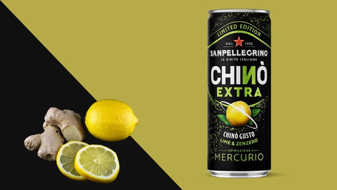 San Pellegrino Limonade San Pellegrino Chinò EXTRA Mercurio Limetten-Ingwer-Erfrischungsgetränk mit Kohlensäure, 24x 33 cl