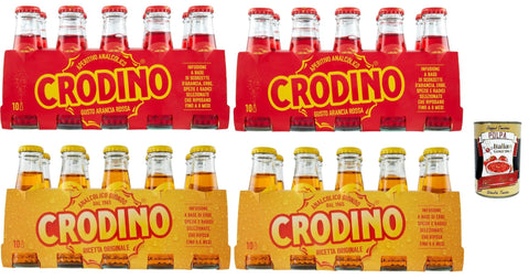San Pellegrino Spirituosen Crodino Testpaket, biondo und arancia rossa, Crodino 40x 100 ml Aperitif bitter, Italienischer nicht -alkoholischer Aperitif bereit zu trinken + Italian Gourmet polpa 400g 0