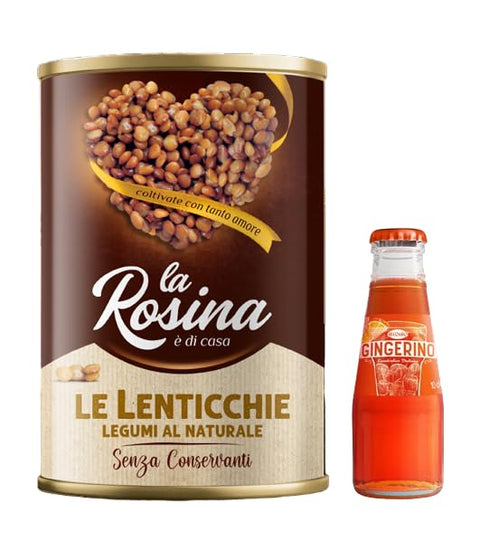 Sanpellegrino Konserven & Eingelegtes Sanpellegrino 6 x La Rosina Linsen mit Natur, Hülsenfrüchte in Dosen 400 g + 1 x Recoaro Italienischer Aperitivo 10 cl gratis 8008720003136