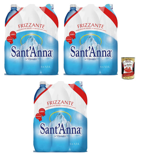 Sant'anna di Vinadio Acqua Frizzante Oligominerale Oligomineral Sprudelwasser Einweg PET Flasche 18x 1,5Lt italienisch Original