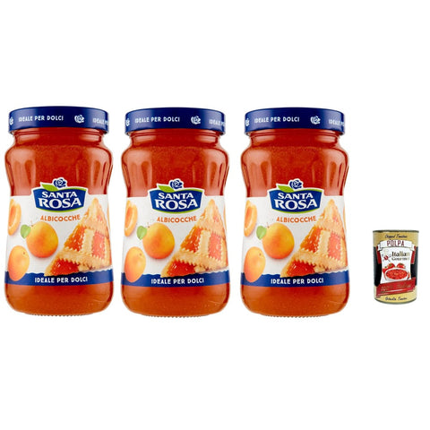 Santa Rosa Konfitüren Santa Rosa Confettura di Albicocca, Aprikose marmelade Brotaufstrich, apricot jam, ideal für Desserts und Kuchen 3x 600g Original italienisch inkl. Italian Gourmet Polpa 400g 8032804040014