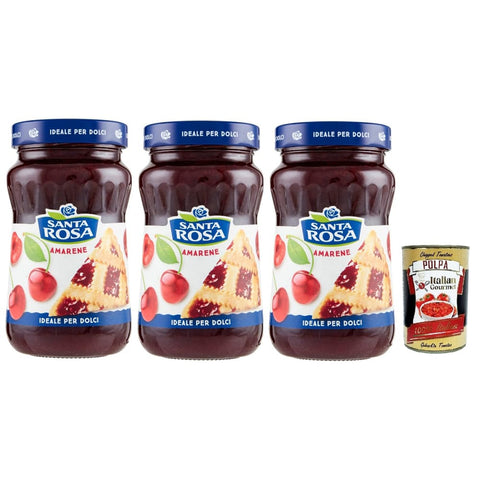 Santa Rosa Konfitüren Santa Rosa Confettura di Amarene Schwarze Kirschen marmelade Wild Cherry jam ideal für Desserts und Kuchen 3x600 g italienisch Original Gebäck + kostenlos polpa 8032804040014