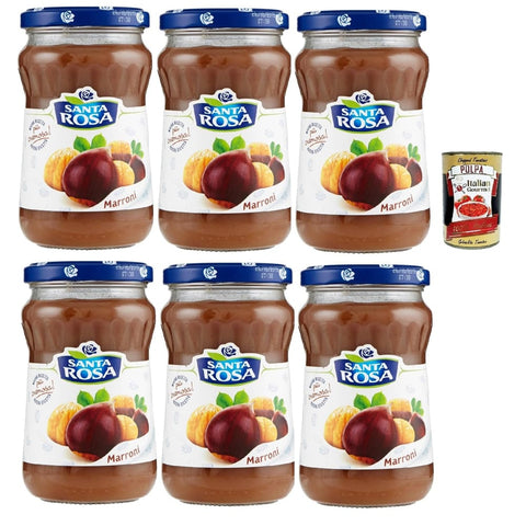 Santa Rosa Konfitüren Santa Rosa Confettura di Marroni, Kastanien marmelade Brotaufstrich, Chestnuts jam, ideal für Desserts und Kuchen 6x 350g Original italienisch inkl. Italian Gourmet Polpa 400g 8032804040014