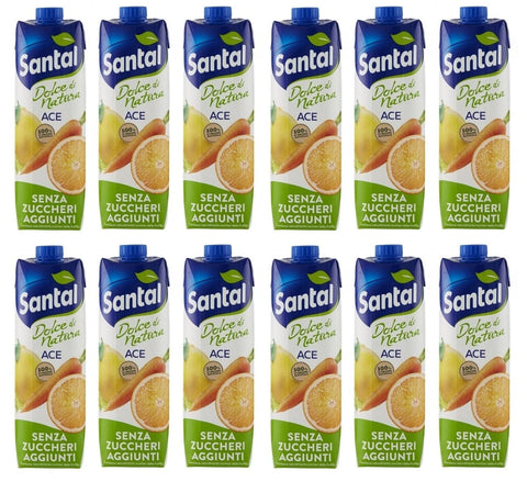 Santal Parmalat Succo di Frutta Ace Dolce di Natura Zero Zuccheri Aggiunti Geschmack Orange, Karotte und Zitrone Fruchtsaft Null Zuckerzusatz Erfrischendes Erfrischungsgetränk Tetrapack 1000 ml italienisch Original
