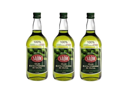 Saom OLIO EXTRA VERGINE DI OLIVA 100% ITALIANO NATIVES OLIVENÖL EXTRA 100% ITALIENISCHES ÖL 3x1l Original italienisch Feinkost