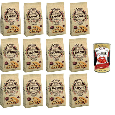 Sapori Cantuccini con Gocce di Cioccolato Fondente Cantuccini mit dunklen Schokoladenstückchen 12x 100gr italienisch Original