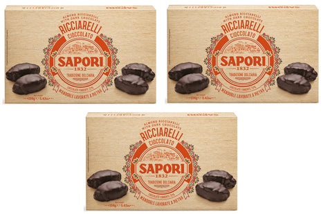 Sapori Kategorien 3x Sapori Ricciarelli al Cioccolato Mandelpaste Umhüllt von Dunkler Schokolade 154g Dunkle Schokolade 72% 8002590059576