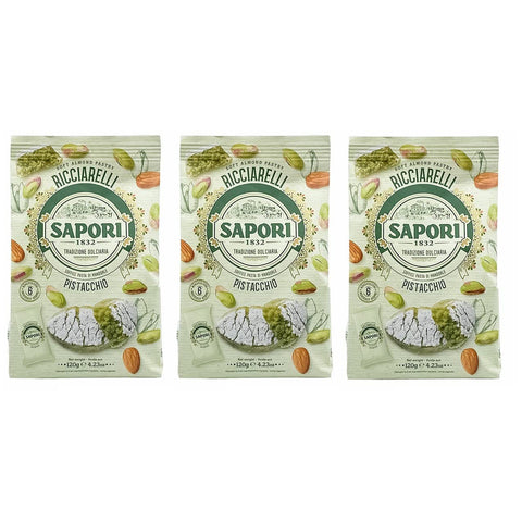 Sapori Ricciarelli al Pistacchio Mandelpaste Pistazien Mandel Paste Beutel Weihnachtsspezialitäten 6 3x 120g + 20g italienisch Original