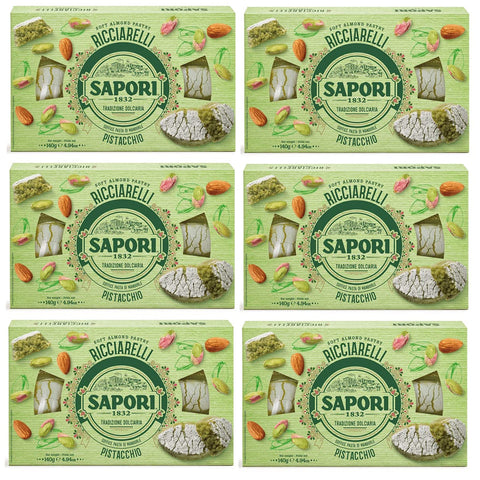 Sapori Ricciarelli al Pistacchio Mandelpaste Pistazien-Mandel-Paste Italienische Weihnachtsspezialitäten 140 g 6x italienisch Original