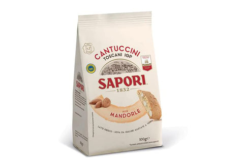 Sapori Kekse Sapori Cantuccini Toscani IGP Alle Mandorle Mandelkekse Kekse Biscuits Italienische Tradition Italienische Spezialitäten Beutel mit 100g 8000895010780