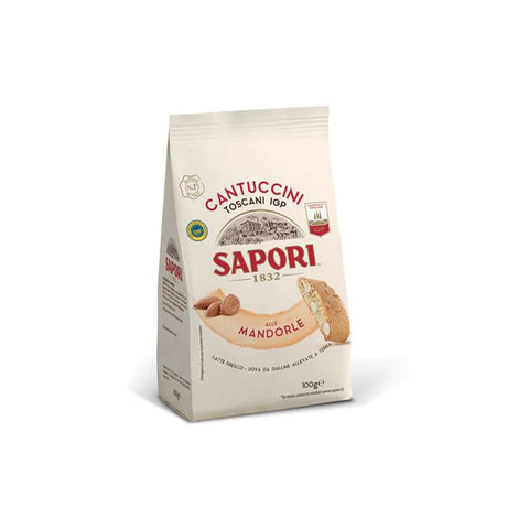 Sapori Kekse Sapori Cantuccini Toscani IGP Alle Mandorle Mandelkekse Kekse Biscuits Tradition Spezialitäten Beutel mit 100g italienisch Original 8000895010780