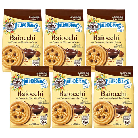 sarcia.eu Kategorien MULINO BIANCO Baiocchi - Mürbeteiggebäck mit Haselnusscreme und Kakao 260g (Kakao, x6) 5905141653199