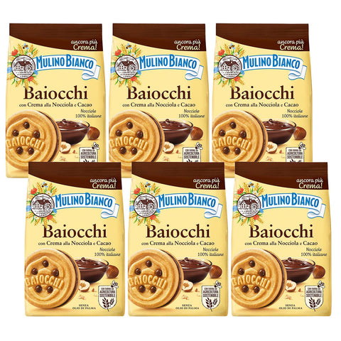 Mulino Bianco Baiocchi Mürbeteiggebäck mit Haselnusscreme und Kakao 1x260g Original italienisch Feinkost