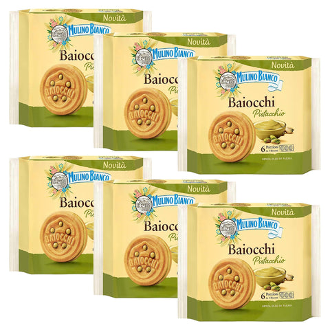 Mulino Bianco Baiocchi Pistacchio - Kekse mit Pistazienfüllung x 6 Pakete 168g Original italienisch