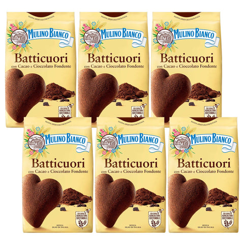 MULINO BIANCO Batticuori Italienisches Mürbegebäck Kakao Kekse 350 g x 6 pakete (Batticuori, x6) Original