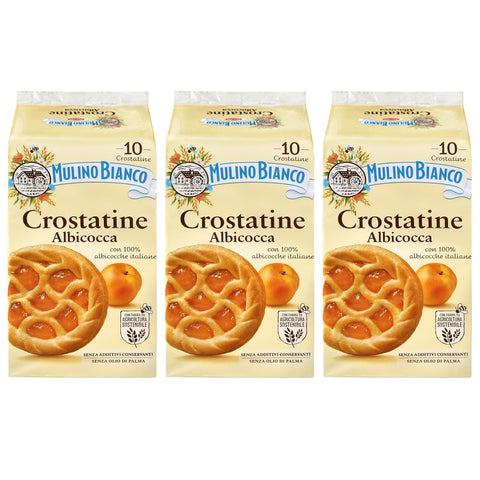 sarcia.eu Kekse MULINO BIANCO Crostatine Albicocca - Italienisches Gebäck, Mini-Aprikosentörtchen 400g x 3 Pakete (Aprikose, x3) 5905141653632