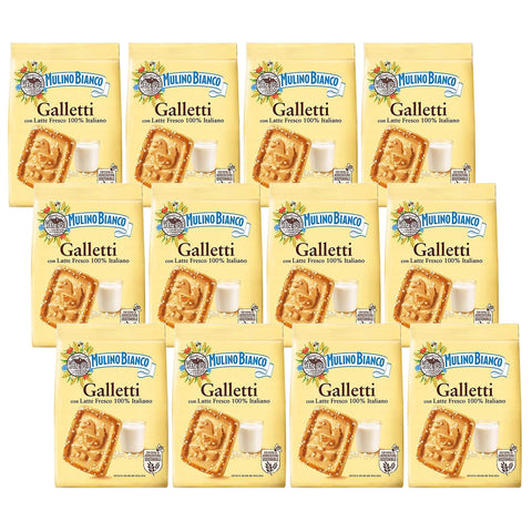 MULINO BIANCO Galletti - Mürbeteigkekse mit Zucker 350 g x 12 Pakete italienisch Original