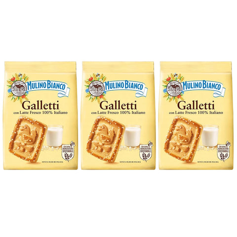 Mulino Bianco Galletti - Mürbeteigkekse mit Zucker x 3 Pakete 350g Original italienisch