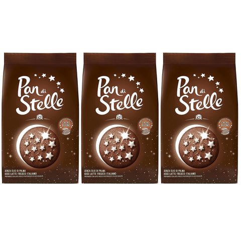 Mulino Bianco Pan di stella - Italienische Schokoladenkekse mit gefrorenen Sternen 350g x 3 pakete (Pan di stella, x3) Original italienisch