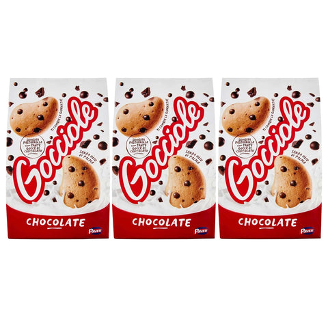 Pavesi Gocciole Chocolate Kekse mit Schokoladenstückchen 500 g (Gocciole, x3) italienisch Original
