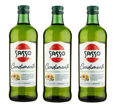 Sasso Öl 3x MHD 06/2026  Sasso Condimento Ideale per Condire e Cucinare Gewürz, ideal zum Würzen und Kochen, 1 lt Öl italienisch Original 8002470033238