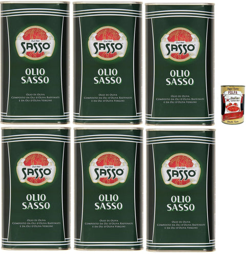 Sasso Oliven Sasso Olio Extra vergine D'oliva Natives Olive Olivenöl 6x 1 Lt 100% Italienisch, Extra virgin oil + Italian Gourmet polpa 400g 8002470029972