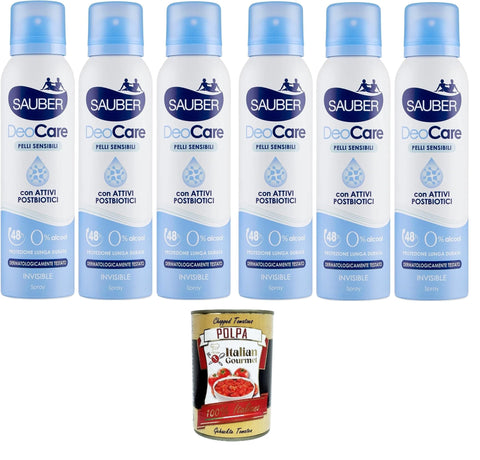 Sauber Deodorante Deocare Spray, Deodorant Deocare Spray, empfindliche Haut 6x150 ml italienisch Original