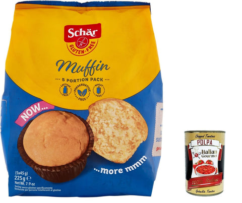 Schar Abgepackte Gebäckstücke 6x SCHAR Muffins Gluten Free Cakes kuchen Glutenfrei 225 G + Italian Gourmet Polpa 400g 8008698041222