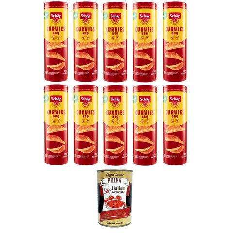 Schar Curvies BBQ Gluten Free Knusprige glutenfreie herzhafte Waffeln mit Kartoffeln mit Barbecue Geschmack,10x 170 g italienisch Original