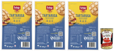 Schar Brot & Backwaren 3x Dr. Schär Gluten Free Tartaruga Italienische Schildkrötebrot,mit Sauerteig,Hirse und Quinoa,Glutenfreies Brot,200g + Italian Gourmet Polpa di Pomodoro 400g Dose 8008698012260