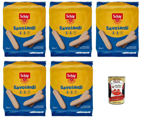 Schar Schär Savoiardi Gluten Free Glutenfreie Kekse 5x200 g italienisch Original + gratis polpa 400 g