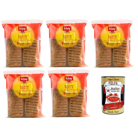 Schar Brot Schar Panini Rolls das glutenfreie Brötchen zur Zubereitung leckerer Sandwiches 5x150 g italienisch Original Pastasauce + kostenlos polpa 400 g 8008698046104