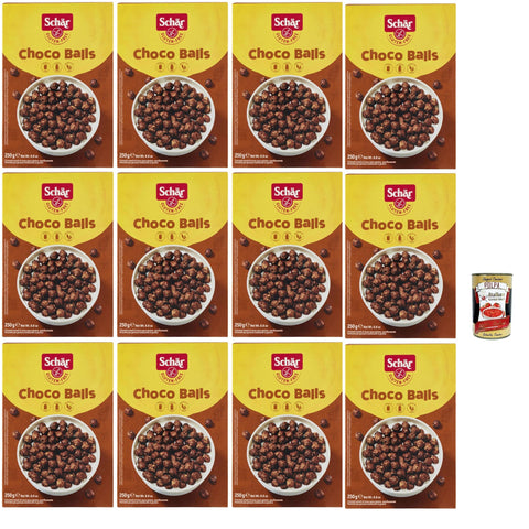 Schar Choco Balls Croccanti Cereali al Cacao Senza Glutine e Lattosio (Gluten and Lactose Free) Knuspriger Kakaokakao 12x 250g italienisch Original