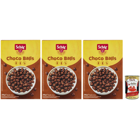 Schar Choco Balls Croccanti Cereali al Cacao Senza Glutine e Lattosio (Gluten and Lactose Free), Knuspriger Kakaokakao ohne Gluten und Laktose, 3x250 g