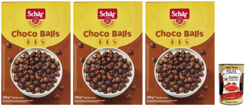 Schar Choco Balls Croccanti Cereali al Cacao Senza Glutine e Lattosio (Gluten and Lactose Free), Knuspriger Kakaokakao ohne Gluten und Laktose, 3x250 g